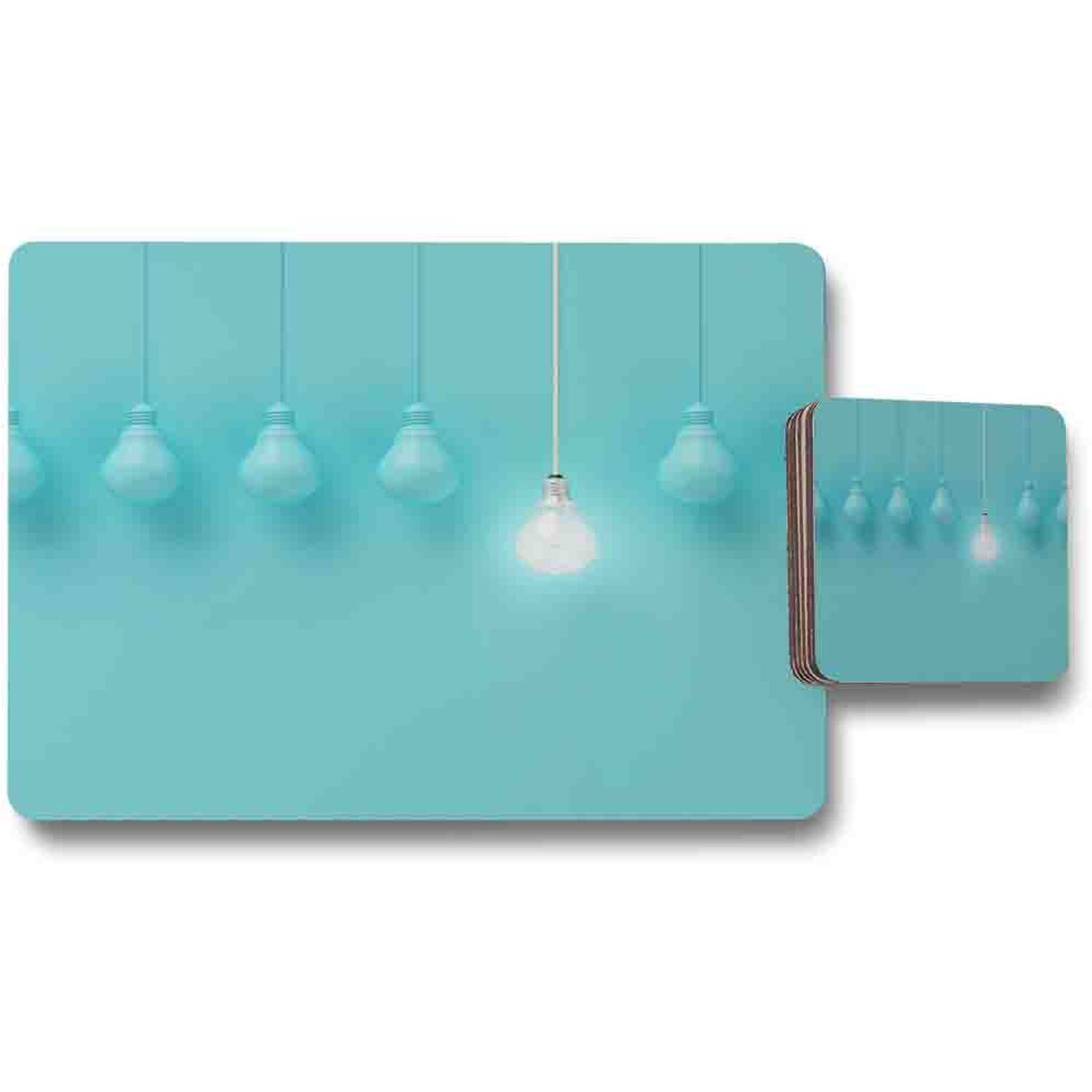 Image of Blue Bulbs Placemat Coaster Set -&hellip;