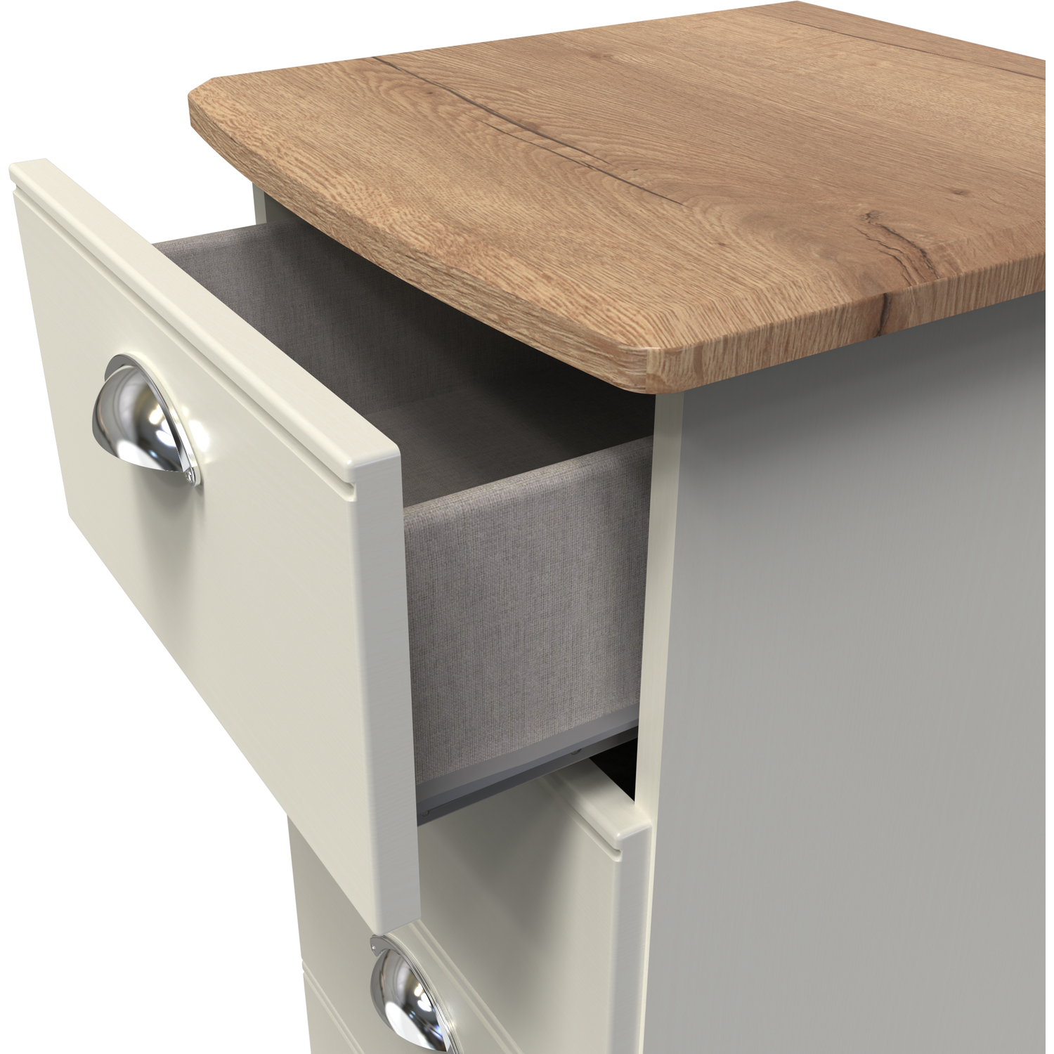Victoria Ready Assembled 5 Drawer Bedside Cabinet - Cream Ash Riviera Oak
