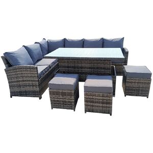 9 Seat Rattan Garden Furniture Set with Rising Table