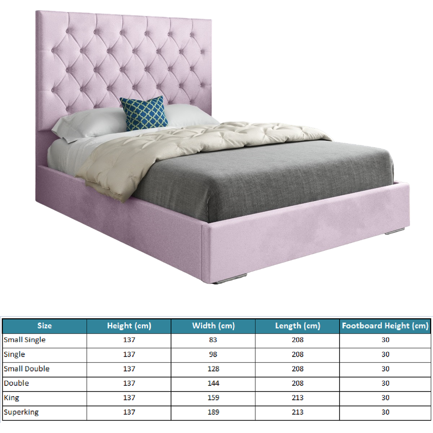 Alma Upholstered Soft Velvet Bed Frame - Pink Small Single