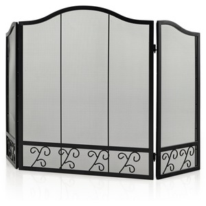 3-Panel Fireplace Screen Spark Guard