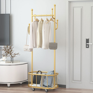 Golden Coat and Hat Wheeled Racks with Hookers