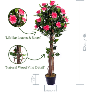 Best Artificial 4ft - 120cm Pink Rose Flower Tree