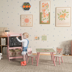 ZONEKIZ Kids Furniture Set, Kids Table and Chairs and Kids Easel