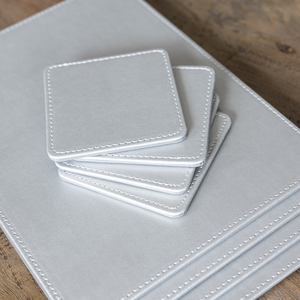 Premium Pack Of 4 Stitched Edge Faux Leather Placemats