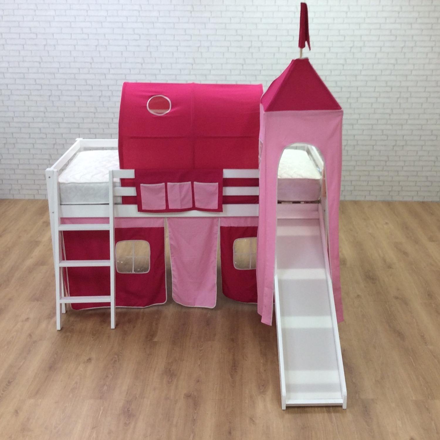 3ft Single Midsleeper With Slide - White 25kg