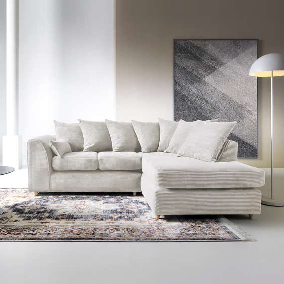 Jumbo Cord Corner Sofa in White Right