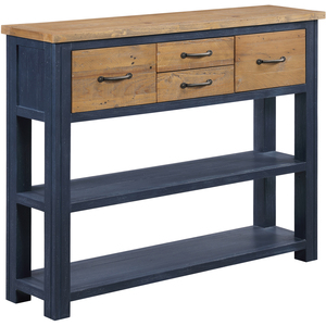 Small Bookcase Console Splash of Blue - Low Bookcase Console