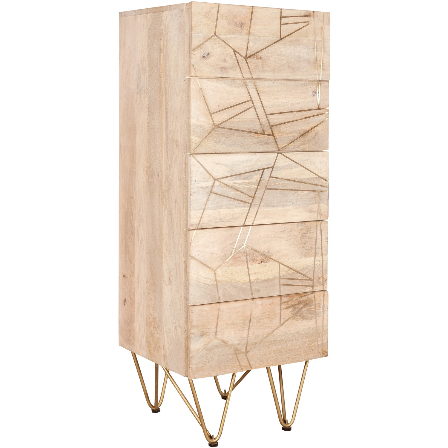 Light Gold Tall Chest Of Drawers - Brown
