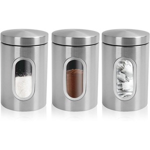 Set of 3 Food Storage Jars Tea Coffee Sugar Canister Set