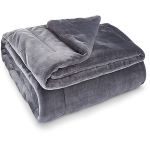 Martex Plush Lux Polyester Charcoal Grey Blanket