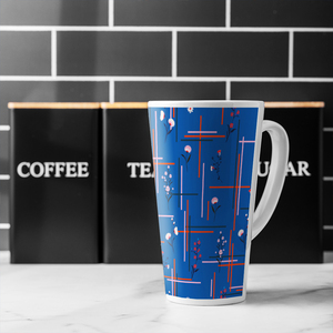 Flowers With Check Grid For Fashion Latte Mug