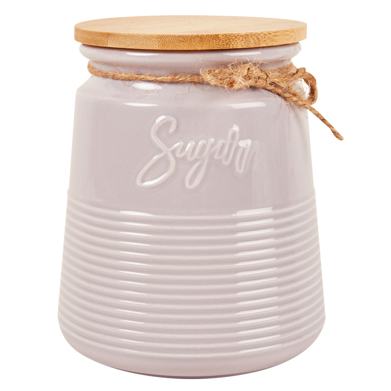 Image of Ribbed Canister with Twine - Sugar
