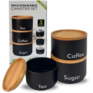 3PCS Tea Coffee Sugar Canister Food Storage Tins