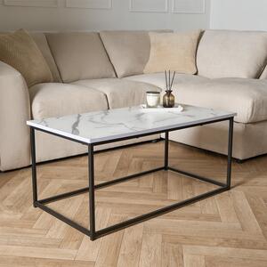 Marble Top Metal Frame Modern Coffee Table