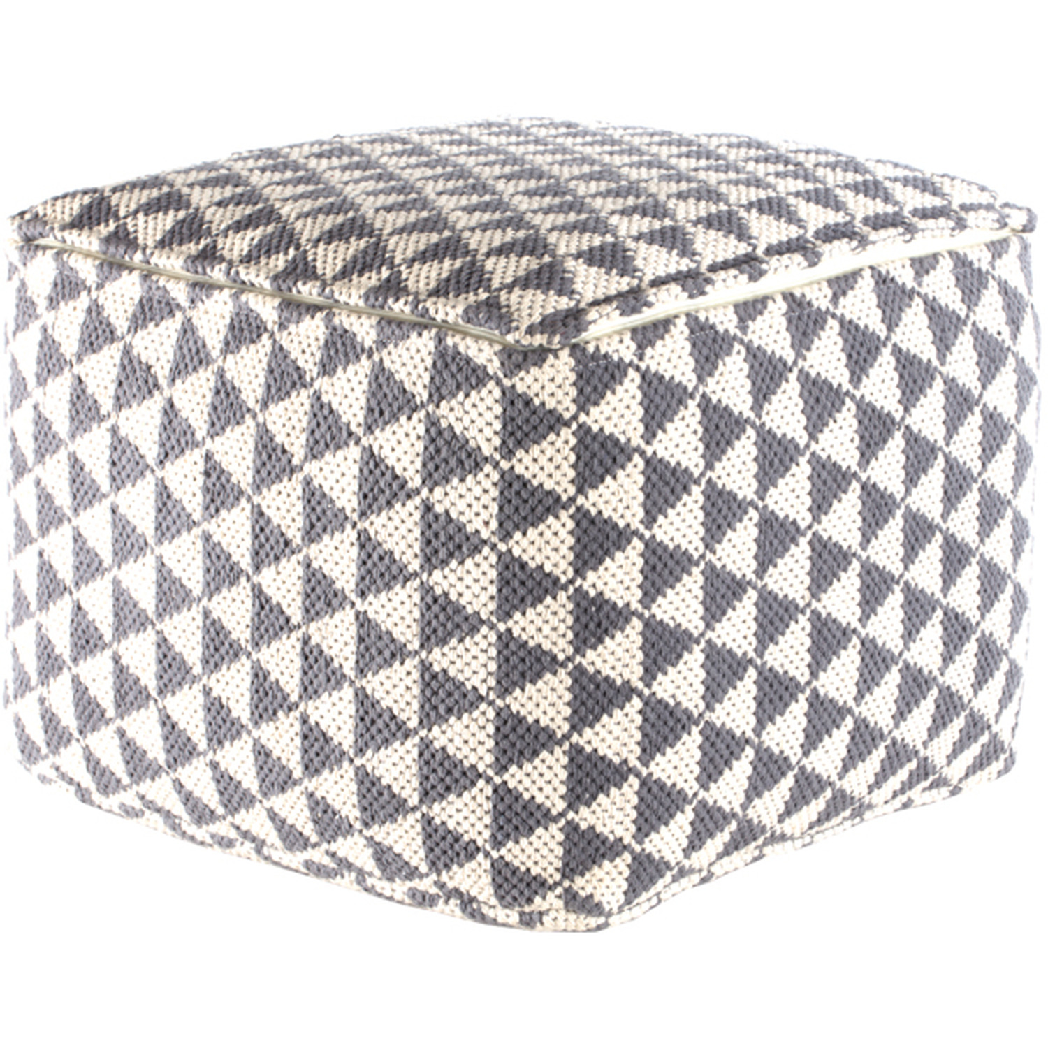 Beziers Triangles Pouffe - Grey Ivory