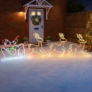 Santa Sleigh Reindeer Rope Light