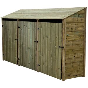 Triple Bay Wooden Premium Tongue And Groove Log Store With Doors