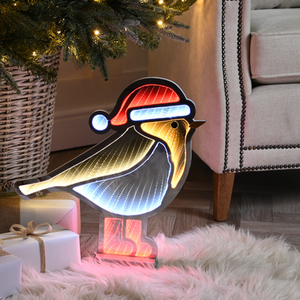 Christmas Robin Infinity Decoration with LEDs