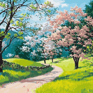 Cherry Blossom Trail Paint by Numbers