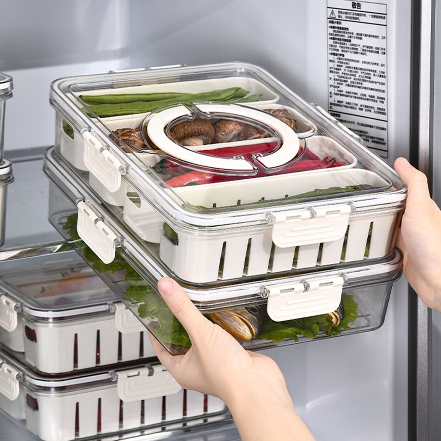 Plastic Kitchen Draining Storage Container - White / 23.5cm / 7cm
