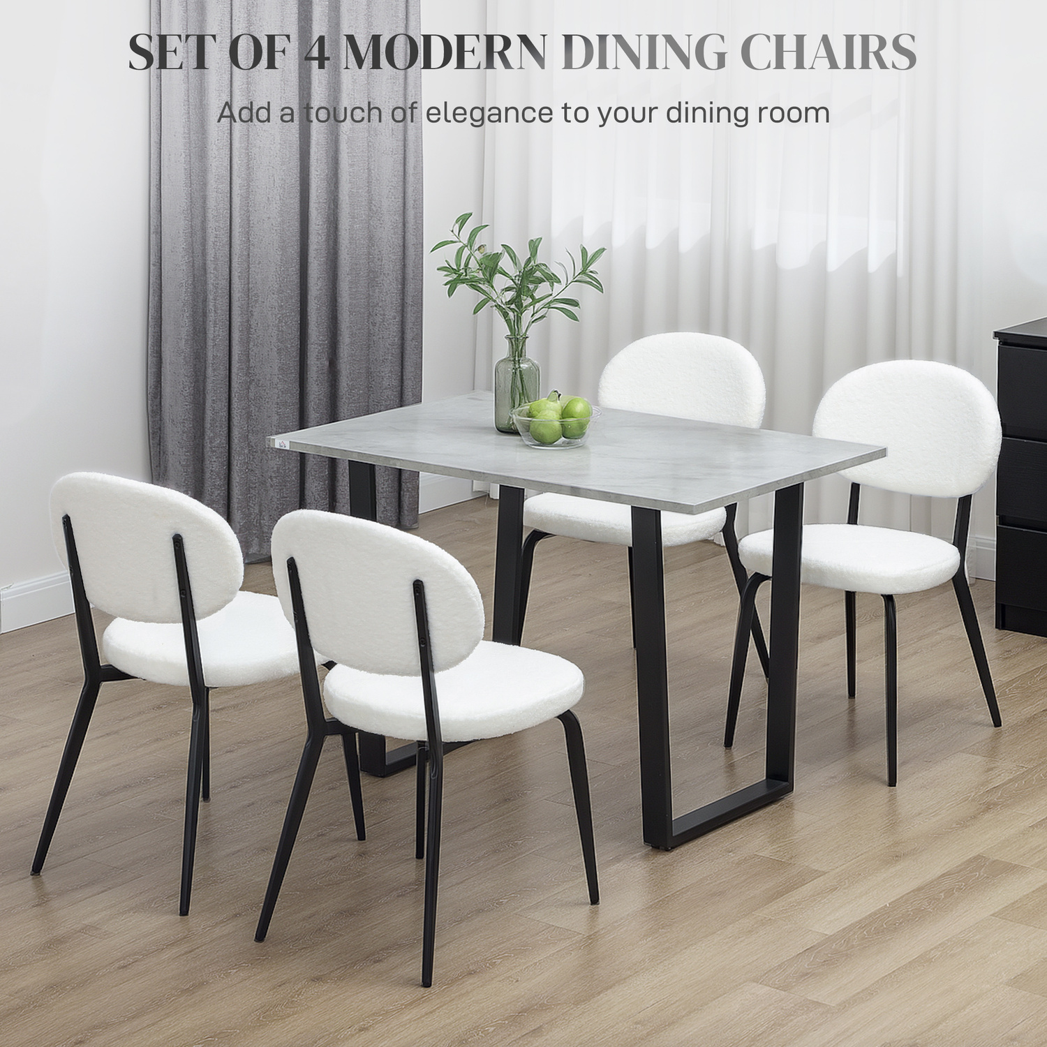 HOMCOM Modern Boucle Dining Chairs Set of 4 for Kitchen