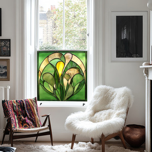 Cuvio Art Deco Stained Glass Privacy Window Film