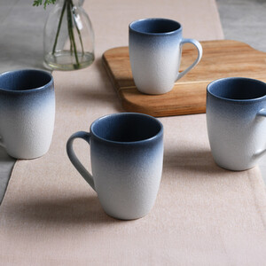 Pack of 4 Ombre Blue Textured Mugs