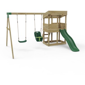 Redwood / 223cm Wooden Lookout Tower Playhouse with 6ft Slide shot 7756966