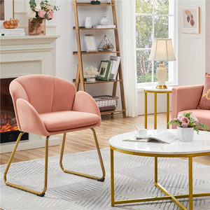 Pink Yaheetech Flower Shape Vanity Chair Accent Chair shot 7791813