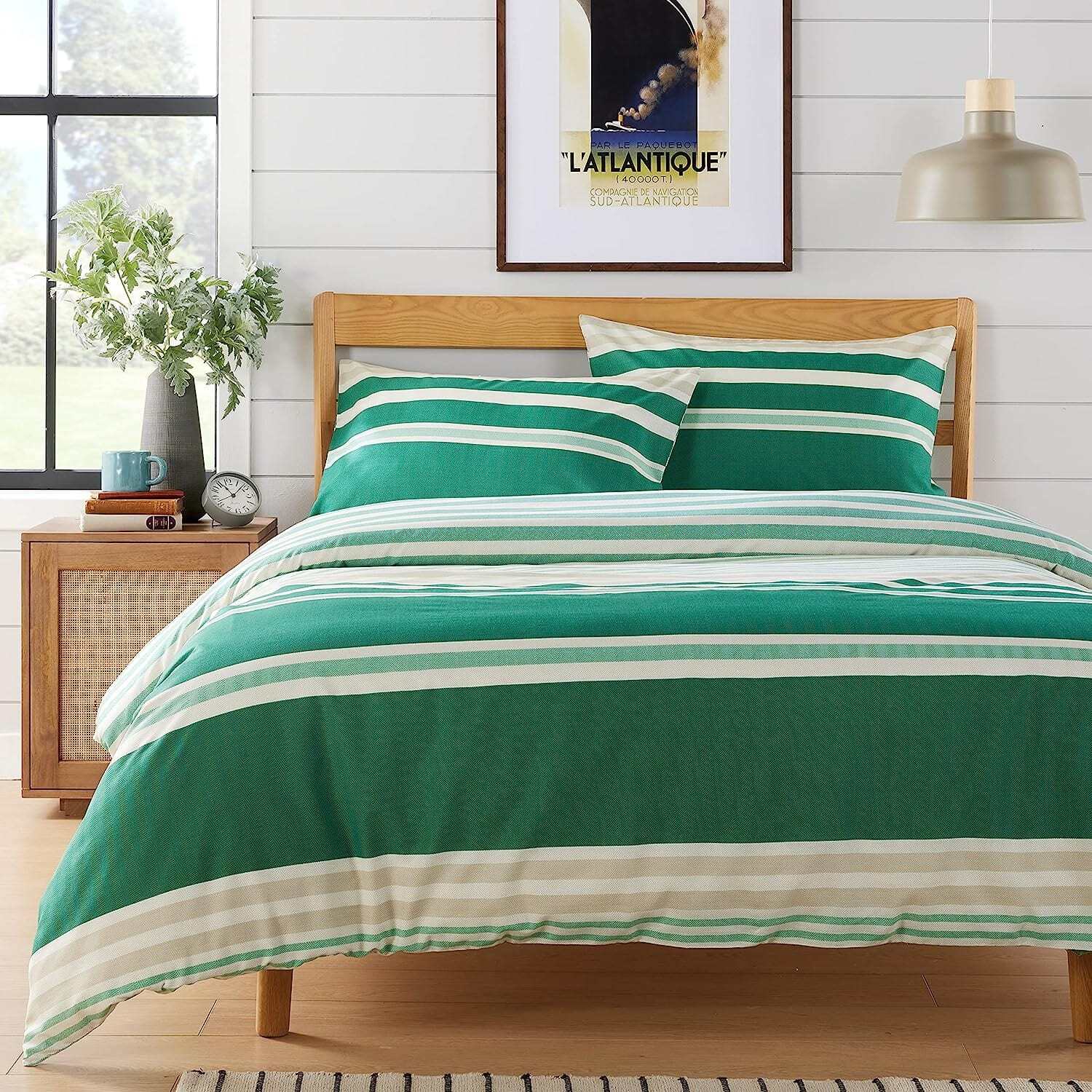 Miami Stripes Printed Duvet Set - Green King