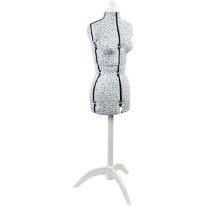 Ditsy Blue Adjustable Dressmakers Dummy (Wood Stand)