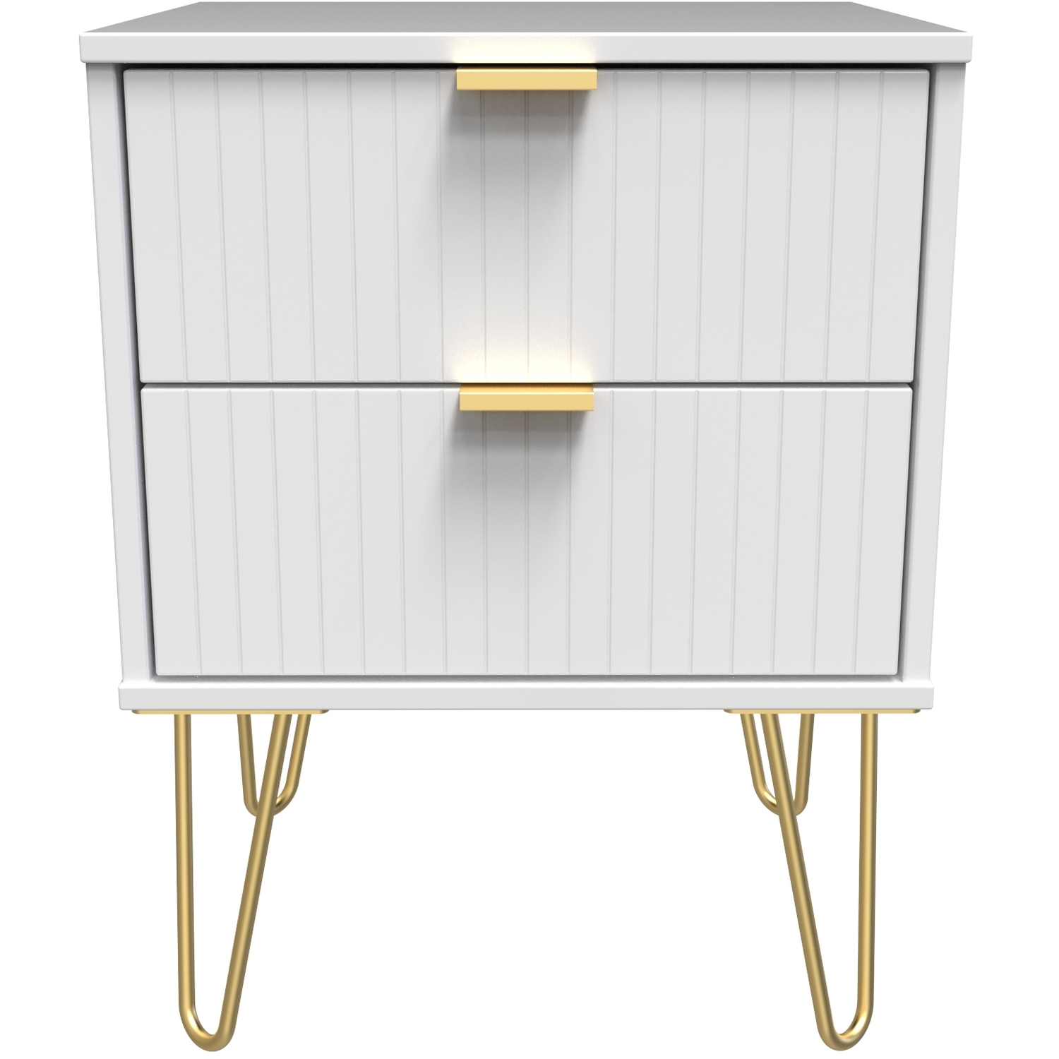 Linear Ready Assembled 2 Drawer Bedside Cabinet - White Matt