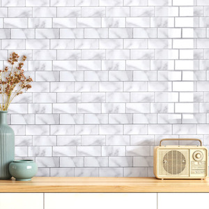 Grey 1 Set of 10 Self Adhesive 3D Tile Wallpaper Stickers (29.4cm x 21.4cm) shot 9734740