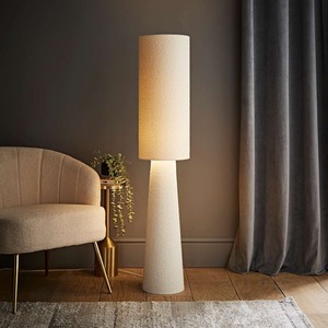Ash Boucle Fabric Midi Floor Lamp