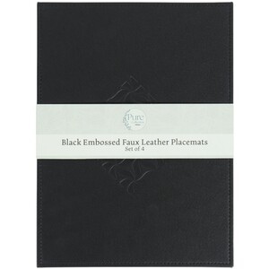 Set of 4 Embossed Faux Leather Placemats