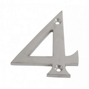 Dzina Satin Chrome Door Number 4 for Wooden and Composite Doors