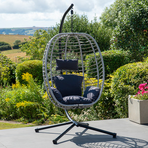 Wilton Hanging Swing Single Egg Pod Chair - Dark Grey