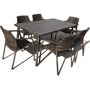 Patio Dining Set Outdoor Table  Stackable Chairs Set