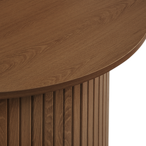 Walnut Round Fluted Coffee Table Brown Axel Birlea shot 10910976