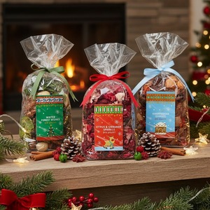 Set of 3 Christmas Scented PotPourri Gingerbread Forest Cinnamon