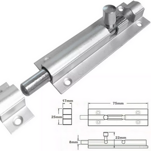 Straight Satin Anodised Aluminium Barrel Bolt with Doorstop