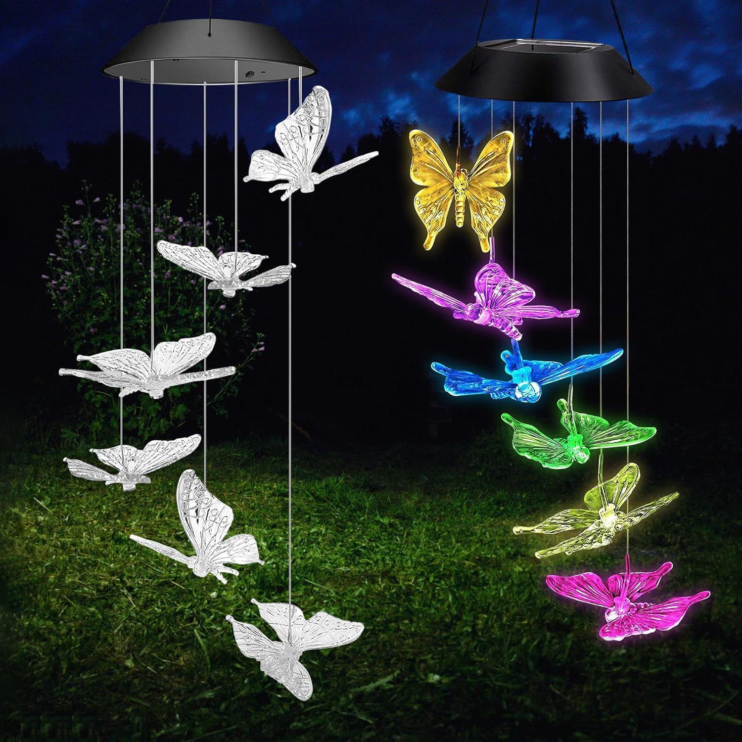 Image of Butterfly Solar Wind Chimes With 6&hellip;
