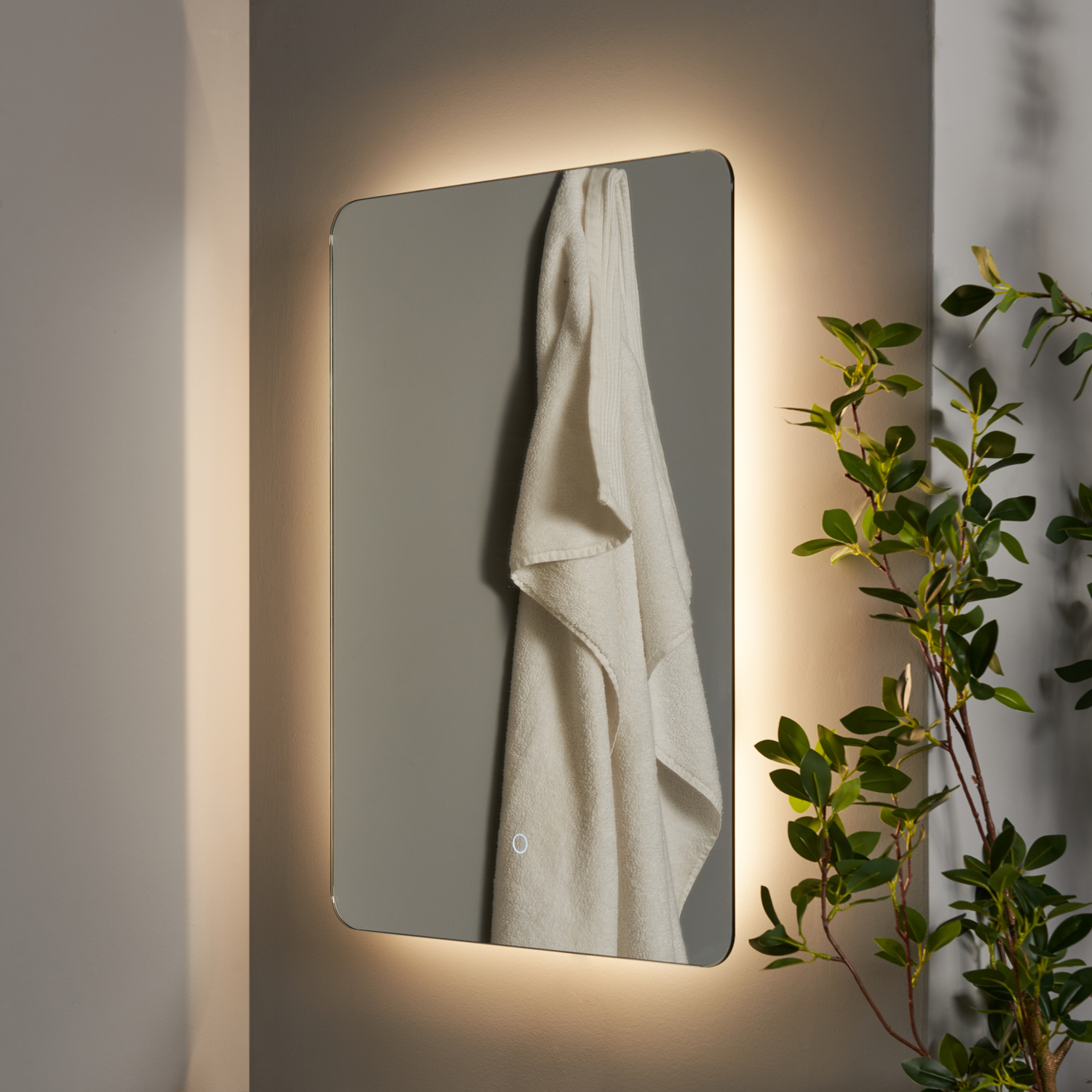 Tow Bathroom Rectangle Led Mirror With Touch Demist - Silver