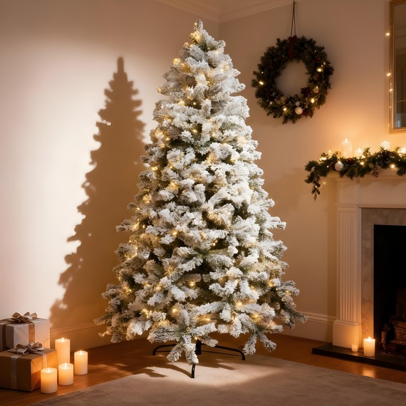 Pre-Lit Yukon Snow Pine Christmas Tree