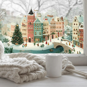 Christmas Winter Scene Window Sticker, Double Sided Reusable Decal