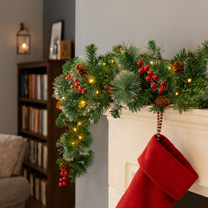 Christmas Snow Effect Garland with White LEDs