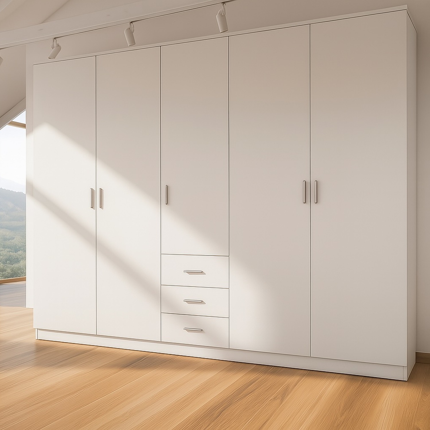 5 Door 3 Drawers Venice Wardrobe - White