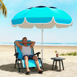 Blue Outsunny Beach Umbrella Portable with Sand Anchor shot 11596189