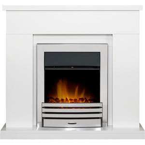 Adam Lomond Fireplace in Pure White with Eclipse Electric Fire in Chrome